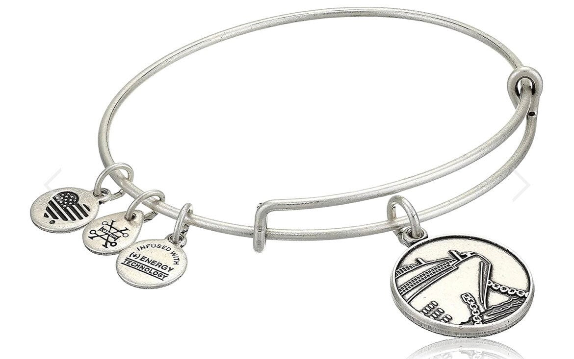 Alex and Ani - Cruise Ship Charm, Rafaelian Gold/Silver Bangle Bracelet, Adjustable & Stackable,  Collector’s Gift for Her