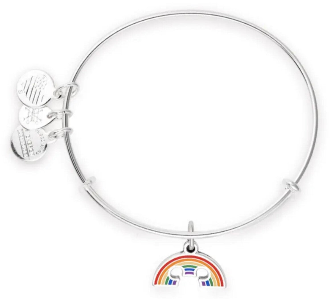 Alex and Ani - Disney Park Exclusive -  Rainbow Ears Mickey Mouse Collection Bangle Bracelet, Rafaelian Shiny Silver, NWT in Box