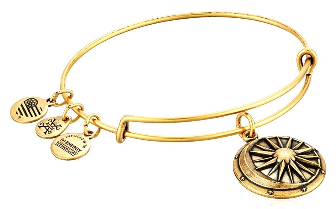 Alex and Ani - Cosmic Balance Charm Bangle Bracelet, Rafaelian Silver/Gold, Expandable & Stackable, Collectable Gift for Her