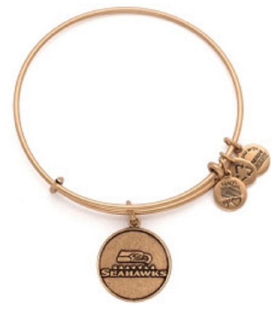 Alex and Ani -  Seattle Sea Hawks Football Charm, NFL Charm in Rafaelian Gold Bangle Bracelet