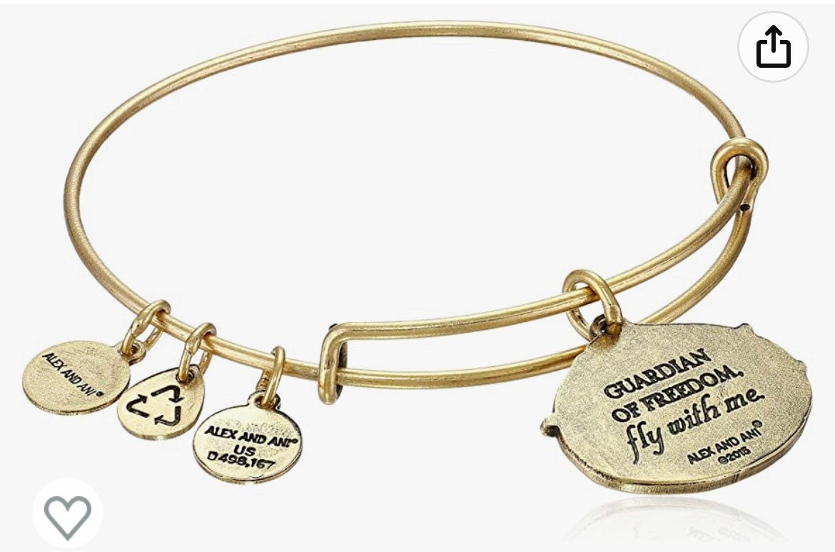 Alex and Ani - Guardian of Freedom Fly With Me Charm Bangle, Adjustable & Stackable, Rafaelian Gold, Collectable Gift for Her, NWOT * Card