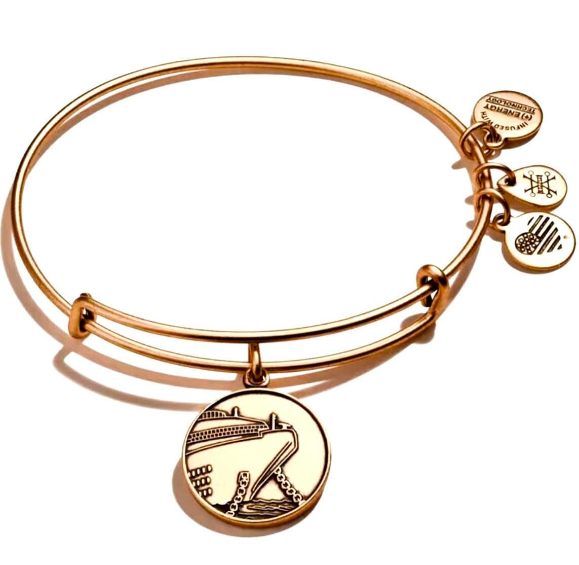 Alex and Ani - Cruise Ship Charm, Rafaelian Gold/Silver Bangle Bracelet, Adjustable & Stackable,  Collector’s Gift for Her