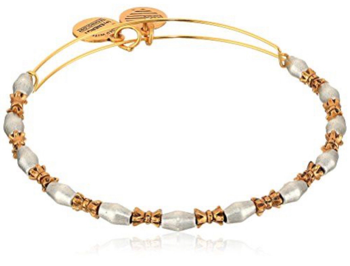 Alex And Ani - Juniper Beaded Two Tone Rafaelian Silver/Rose Gold,  Bracelet Bangle, Stackable & Adjustable, Collector’s Gift for Her