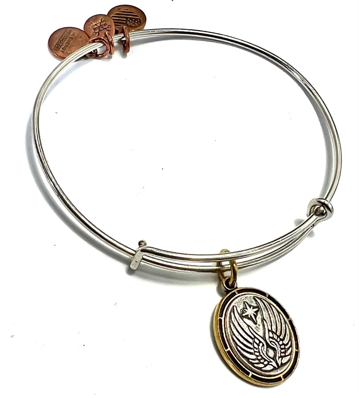 Alex and Ani - Guiding Light  Bracelet Two Tone Charm Bangle, Adjustable, Rafaelian Silver, Gold & Rose Gold, Collector’s Gift For You