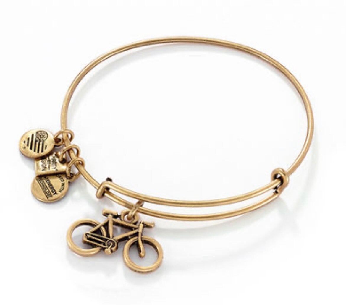 Alex and Ani - Bike Charm in Rafaelian Silver/Gold, Adjustable Bangle Bracelet, Collectable Gift for Her, NWT