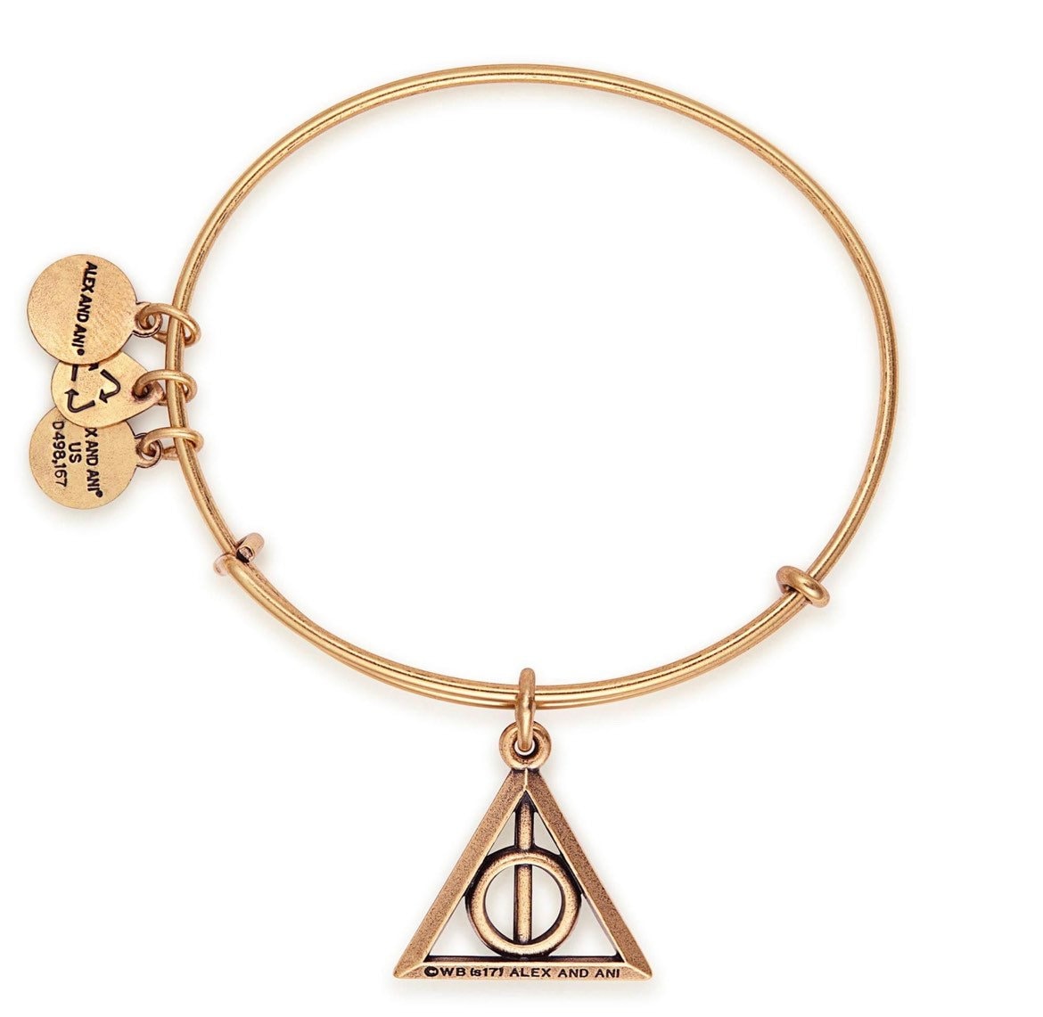 Alex and Ani - Harry Potter Deathly Hallows Charm Bangle Charm Bangle Bracelet - Rafaelian Gold®, Stackable, Collector’s Gift for Her