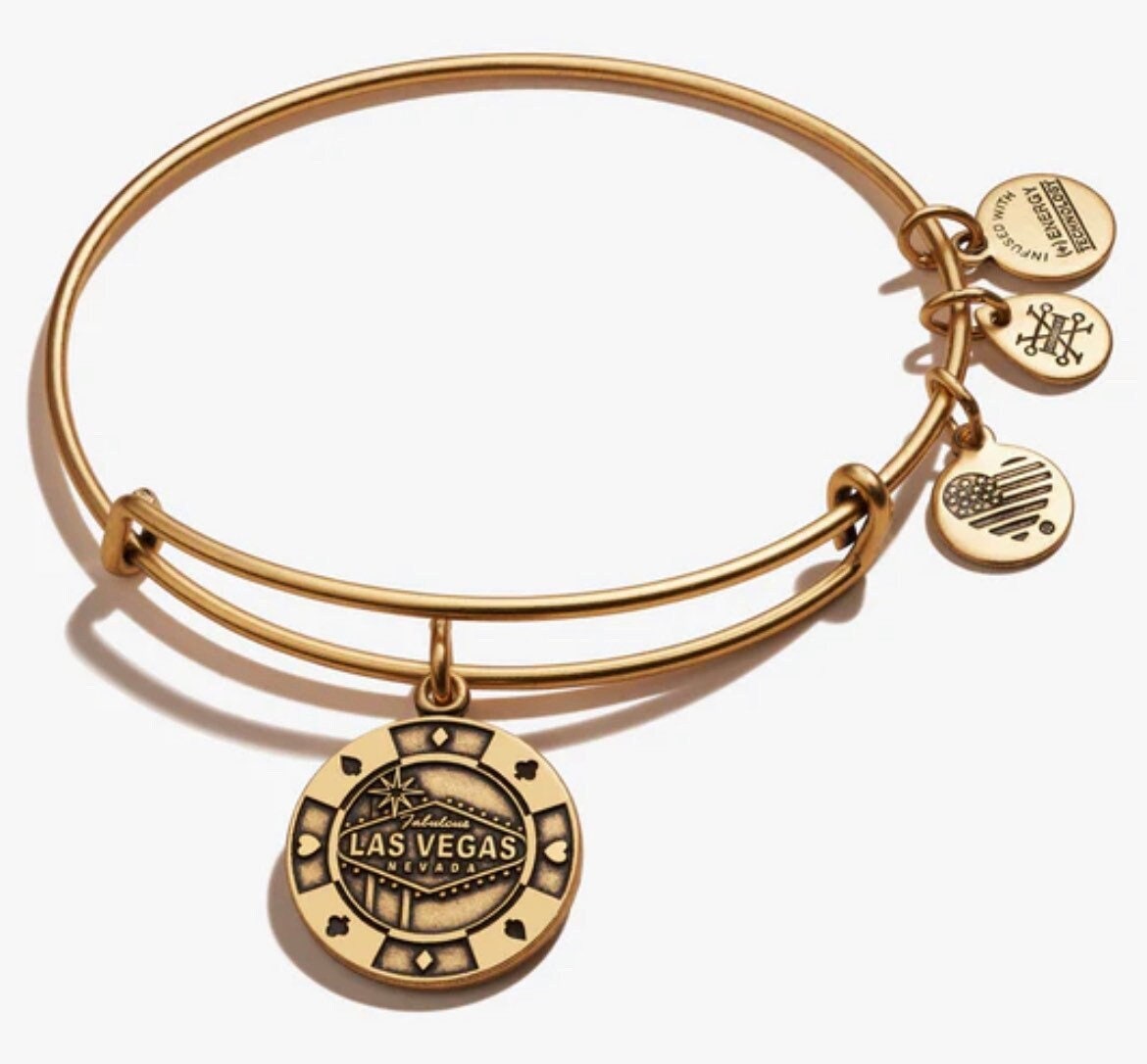 Alex and Ani - Las Vegas Sign Charm, Destination Bangle, NWOT, Rafaelian Gold/Silver, Adjustable, & Stackable, Collector’s Gift for Her