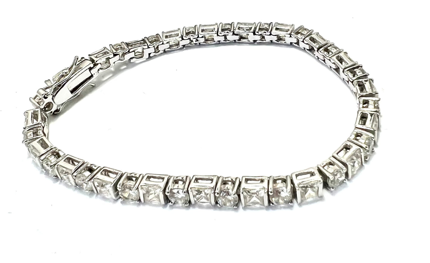 The Knot Tennis Bracelet, Silver, Round & Princess Cut Cubic Zirconia