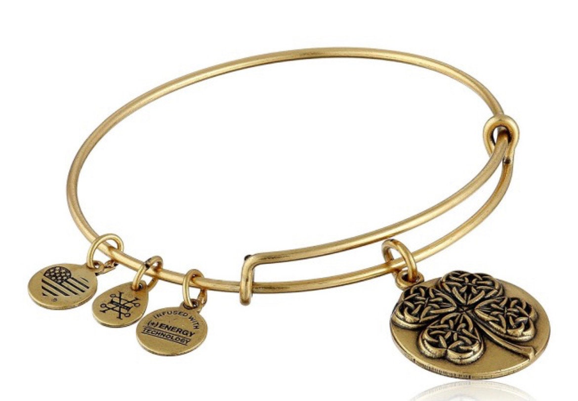 Alex and Ani - Four Leaf Clover III Charm Bangle Rafaelian Silver/Gold, Stackable, Adjustable, Collector’s Gift for Her