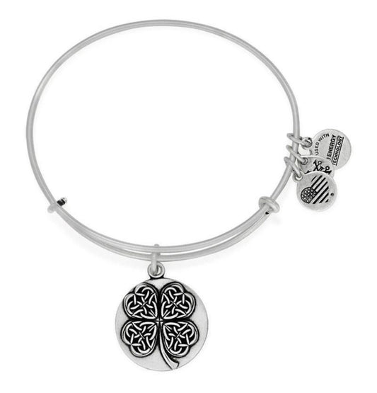 Alex and Ani - Four Leaf Clover III Charm Bangle Rafaelian Silver/Gold, Stackable, Adjustable, Collector’s Gift for Her