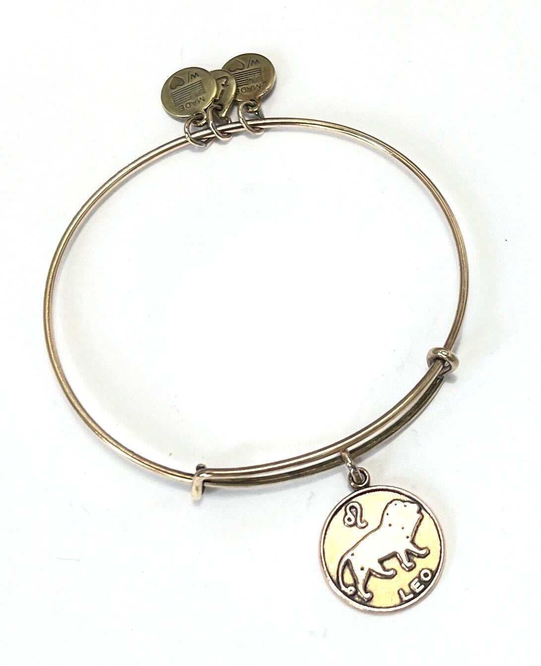 Alex and Ani - Leo Zodiac (7/23-8/22) Charm Retired, Bangle Rafaelian Silver, Gently Loved, Adjustable, Collector’s Bracelet, Gift for Her