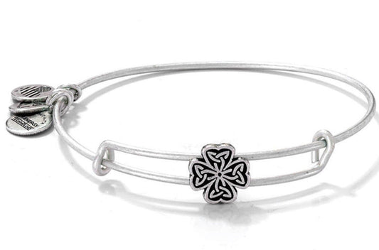 Alex and Ani - Four Leaf Clover Slide with the Endless Knot in Each Leaf, Rafaelian Silver, Limited Edition, Collector’s Gift for Her