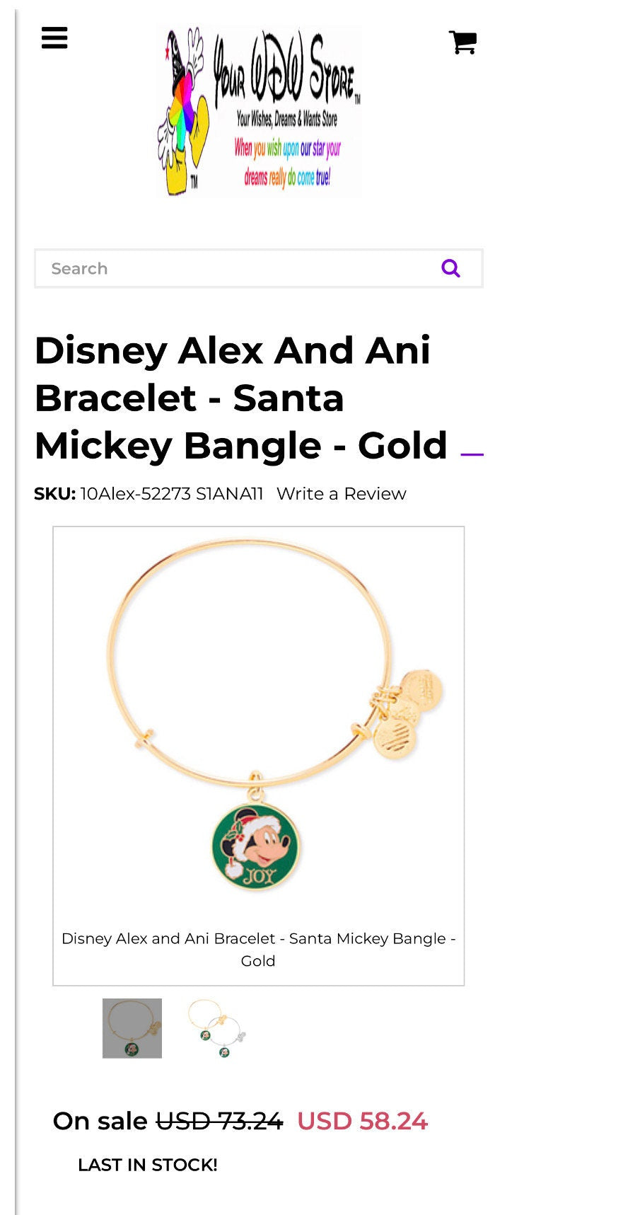 Alex and Ani - Disney Park Exclusive - Mickey Mouse Santa Joy Charm, Bangle Bracelet Rafaelian Shiny Gold, Collector’s Gift for Her