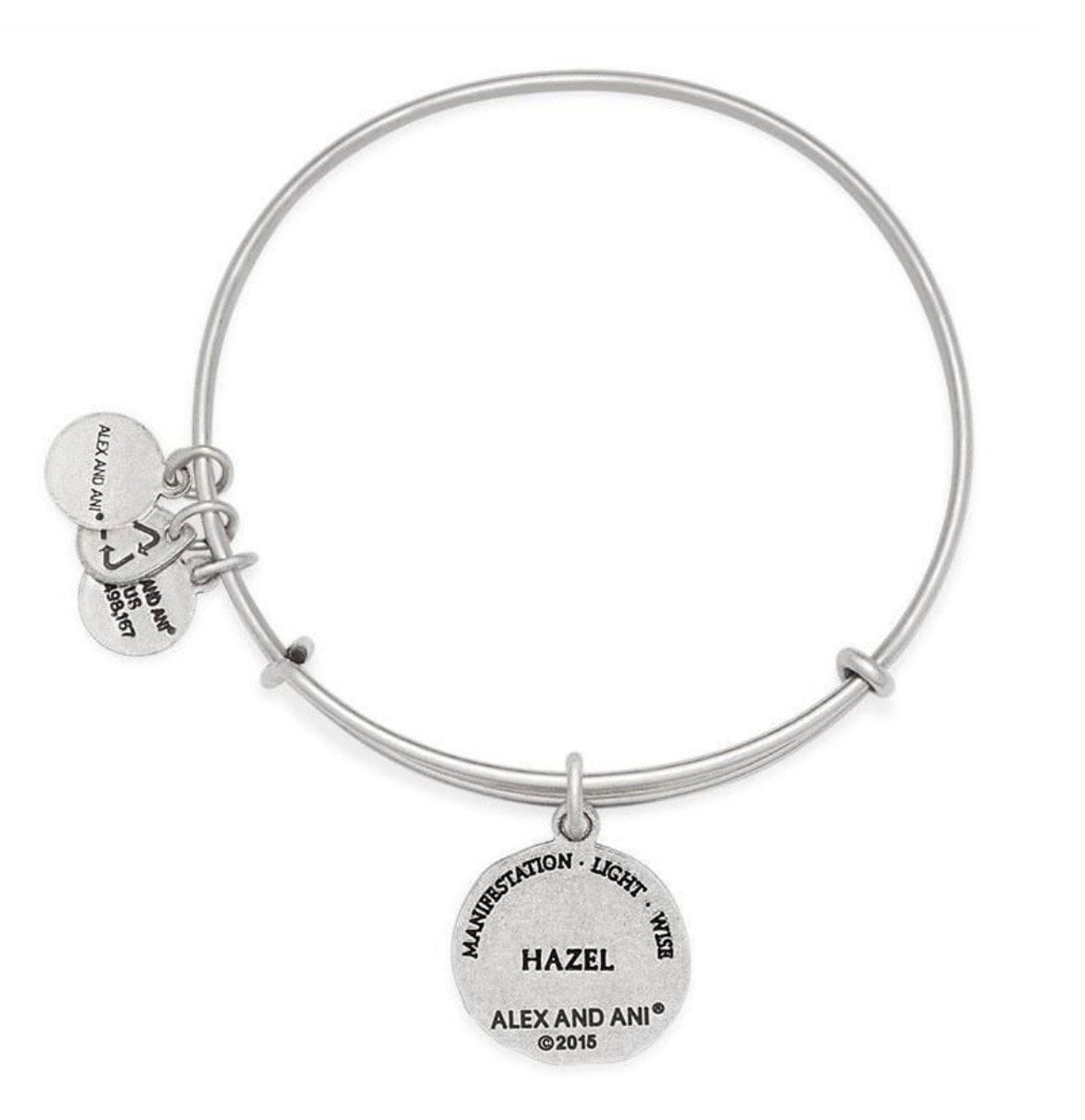 Alex and Ani - Hazel Charm Rafaelian Silver Bangle Bracelet, Adjustable & Stackable, Collector’s Gift for Her