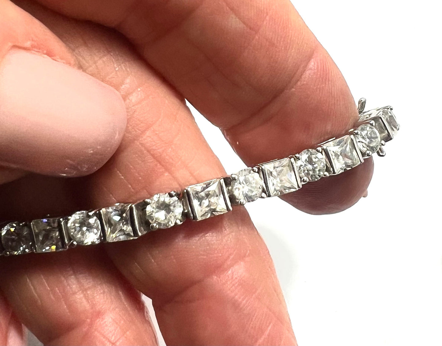 The Knot Tennis Bracelet, Silver, Round & Princess Cut Cubic Zirconia