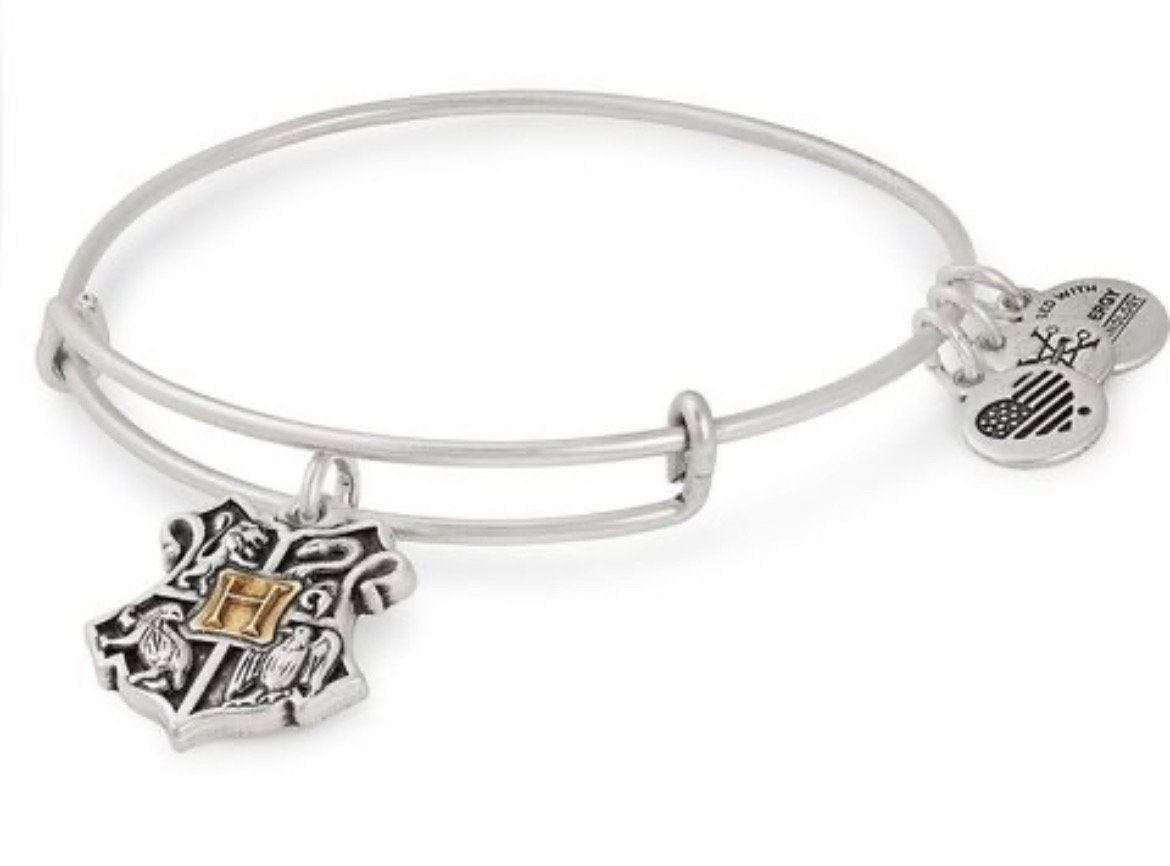 Alex and Ani - Harry Potter Hogwarts Charm Bangle Bracelet - Rafaelian Silver/Gold Two Toned, Collectable Gift for Her