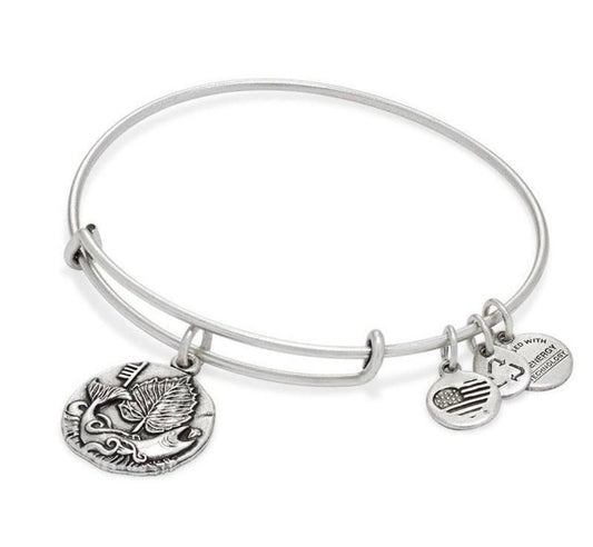 Alex and Ani - Hazel Charm Rafaelian Silver Bangle Bracelet, Adjustable & Stackable, Collector’s Gift for Her