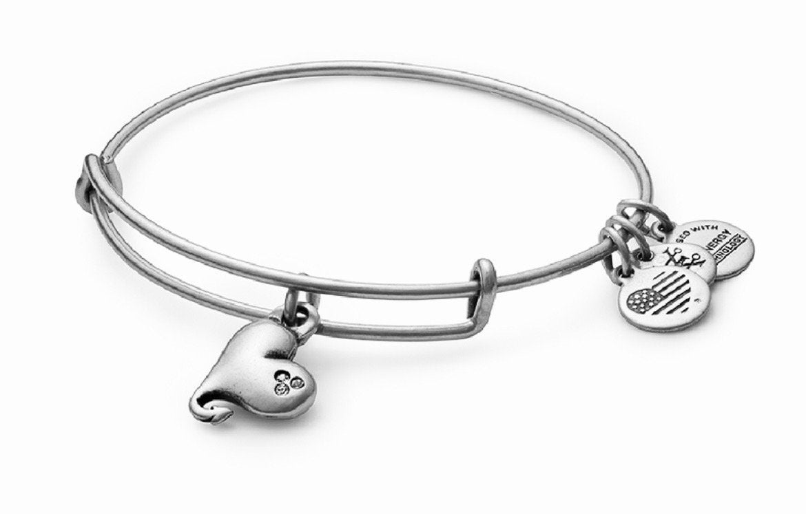 Alex and Ani - Cupid’s Heart With Three Crystals Charm Bangle Rafaelian Gold, Gift For Valentine's Day or Give To Your Love One