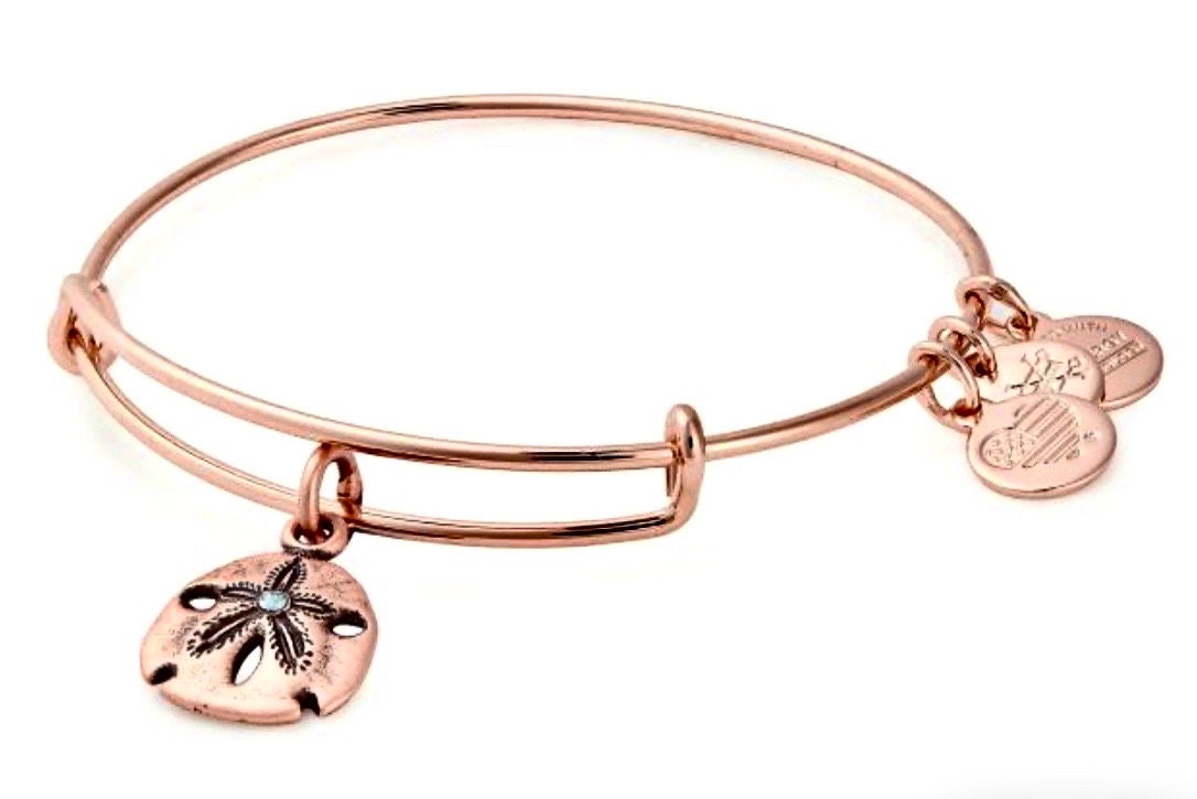 Alex and Ani - Sand Dollar Charm Bangle in Rafaelian Silver/Gold/Rose Gold, w/Swarovski Crystal Stackable, Adjustable, Collect, Gift for Her