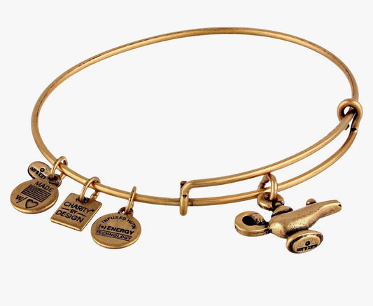 Alex and Ani - Genie Lamp, Lamp of Light Charm, Rafaelian Gold/Silver, Slide Bangles, Adjustable Bracelet, Collector’s Gift for Her