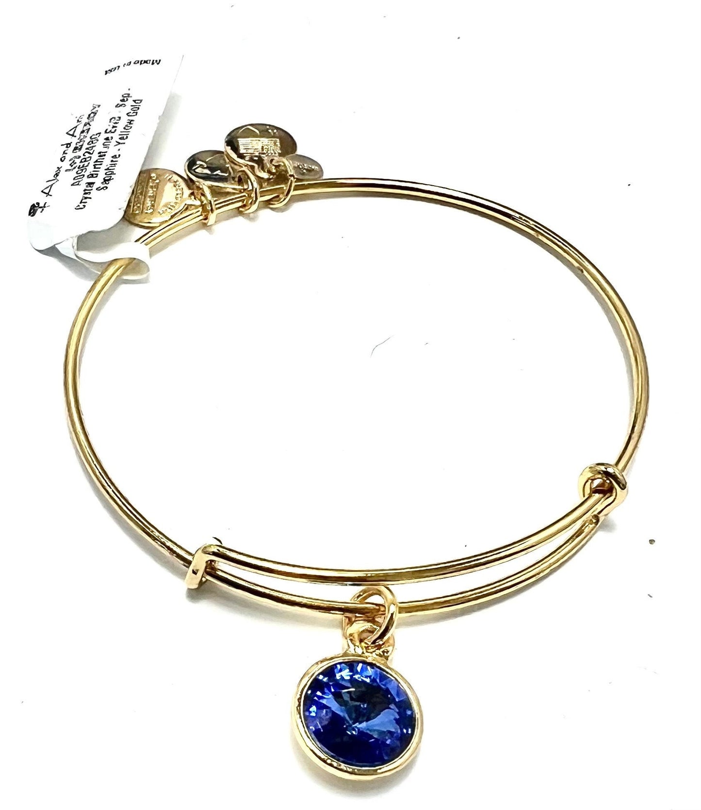 Alex and Ani - September Birthstone, Sapphire Crystal Charm Bangle, Rafaelian Silver, Stackable, Collectors Gift for Her