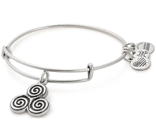 Alex and Ani - Triskelion Charm in Rafaelian Silver, Adjustable & Stackable, Expandable  Bangle, Slide Bracelet, Gift for Her, NWT + Card