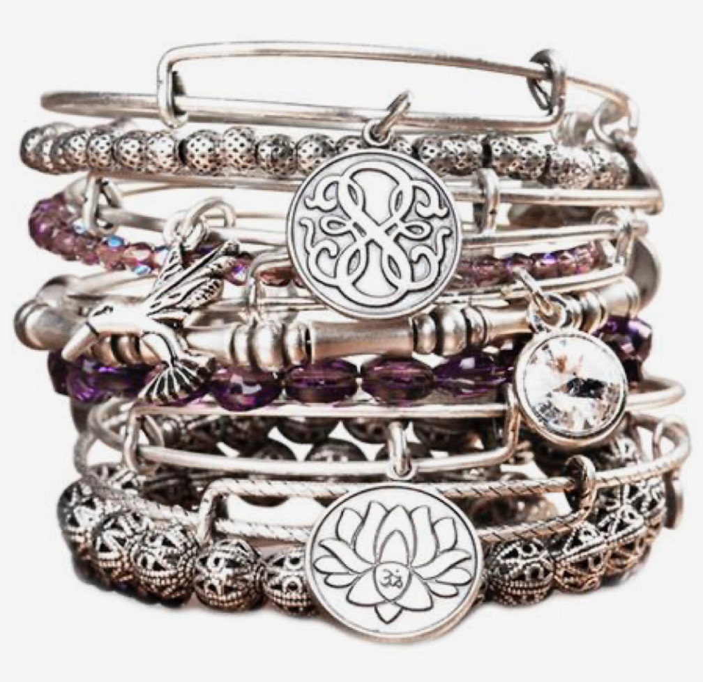 Alex and Ani - New Beginnings, Lotus With Ohm Symbol in the Middle Charm, Rafaelian Gold/Silver