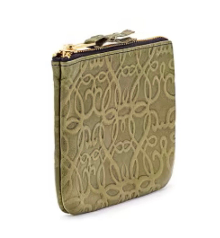 Alex and Ani - Fern Leather Zip Pouch for Gifting or Storage, Make-up Bag, Path of Life Embossed, Top Zipper, Collector’s Gift for Her NWOT