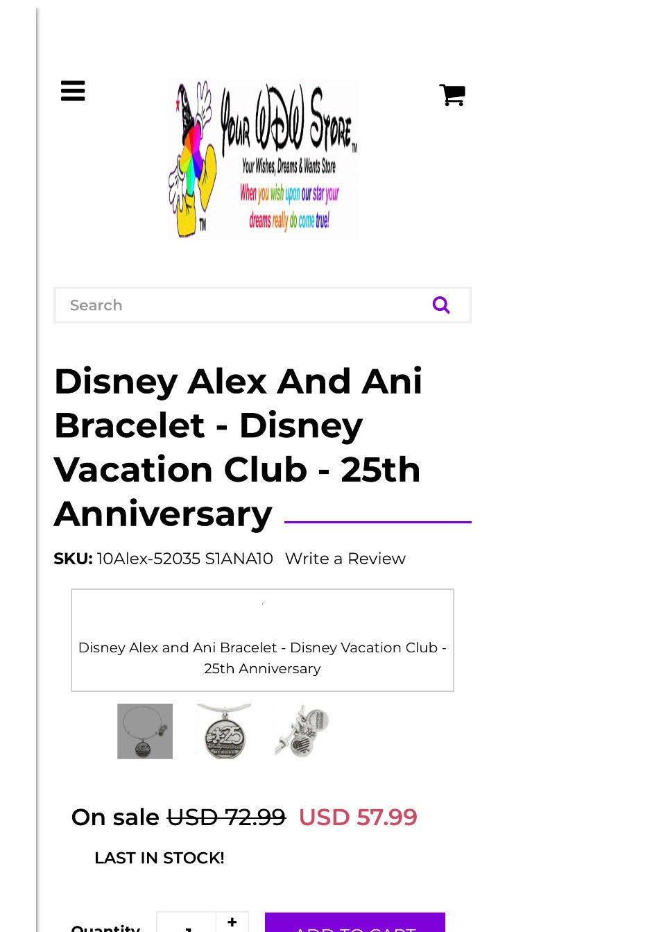 Alex and Ani - Disney Park Exclusive - 25th Anniversary Disney Vacation Club Charm Bangle