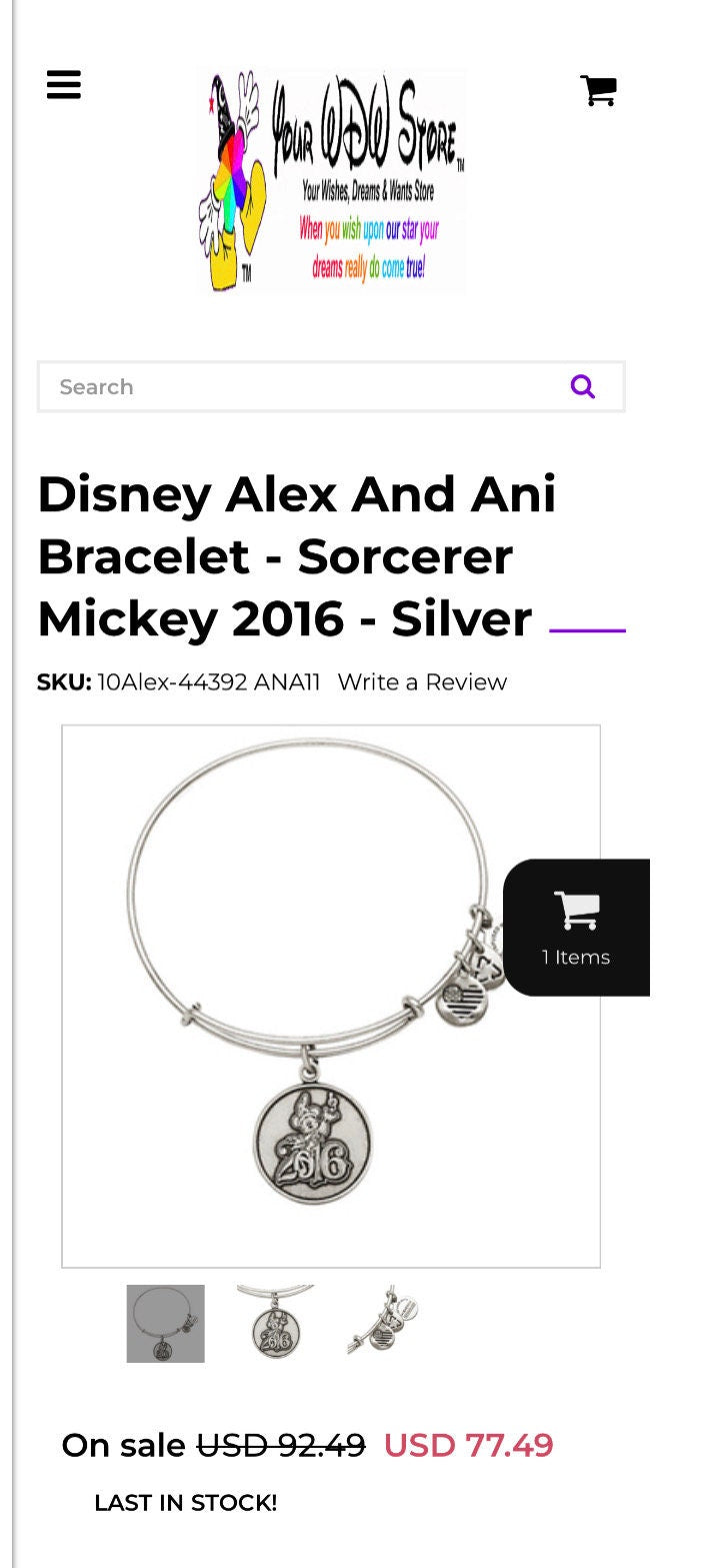 Alex and Ani - Disney Park Exclusive Charm Bracelet - Sorcerer Mickey Mouse 2016, Gift for Her, Rafaelian Gold, Collector’s Bracelet