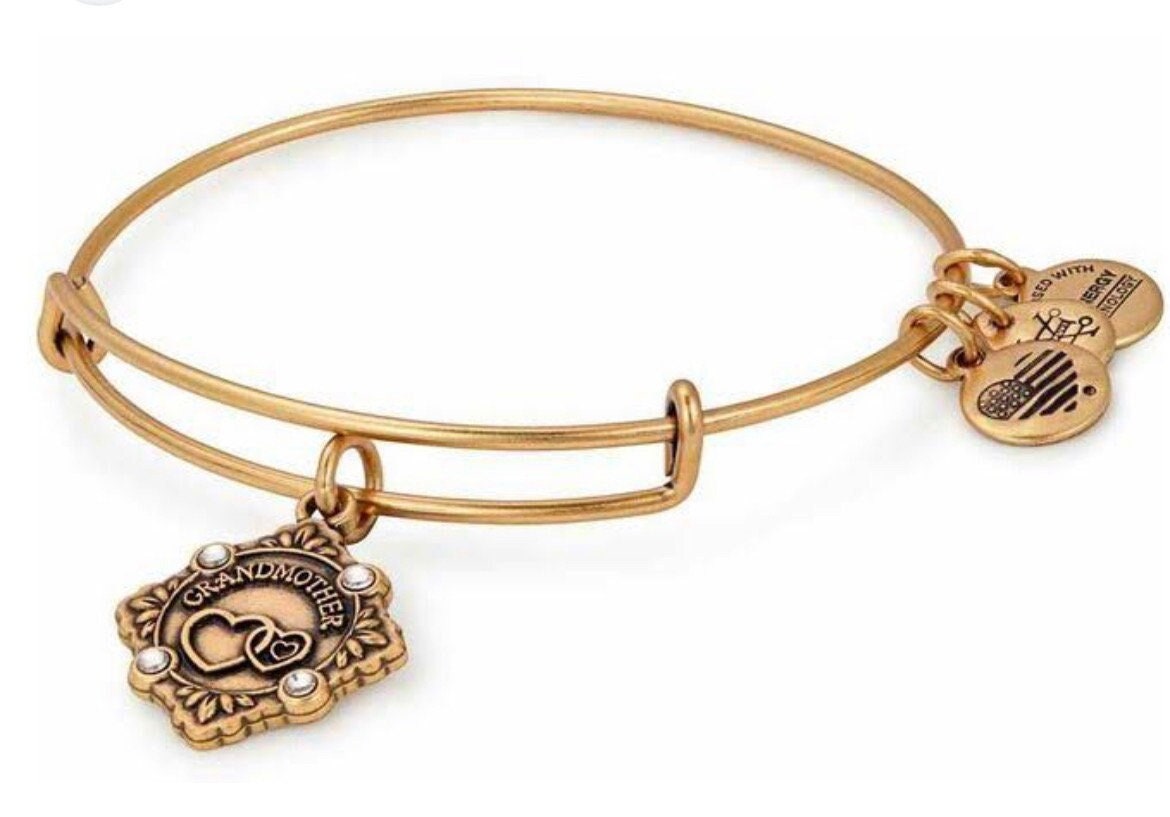 Alex and Ani - Because I Love You Grandmother III Charm Bangle Bracelet - Rafaelian Gold/Silver with Swarovski Crystals, NWOT