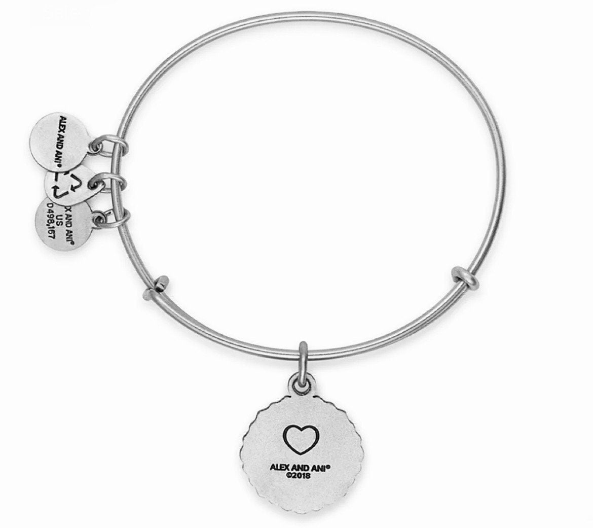 Alex and Ani - Because I Love You Charm Bangle Bracelet, Rafaelian Silver with Swarovski Crystals