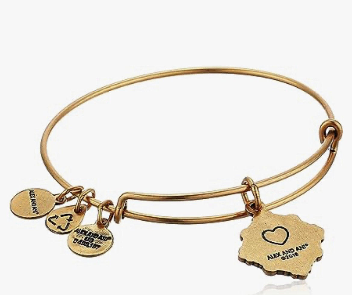 Alex and Ani - Because I Love You Grandmother III Charm Bangle Bracelet - Rafaelian Gold/Silver with Swarovski Crystals, NWOT