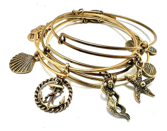 Alex and Ani - 4 Nautical Inspired Charm Bangle Bracelets, Special Sale