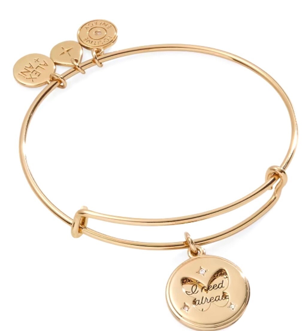 Alex and Ani - Hidden Message Butterfly Charm Bangle, Rafaelian Gold w/Swarovski Crystal Adornments