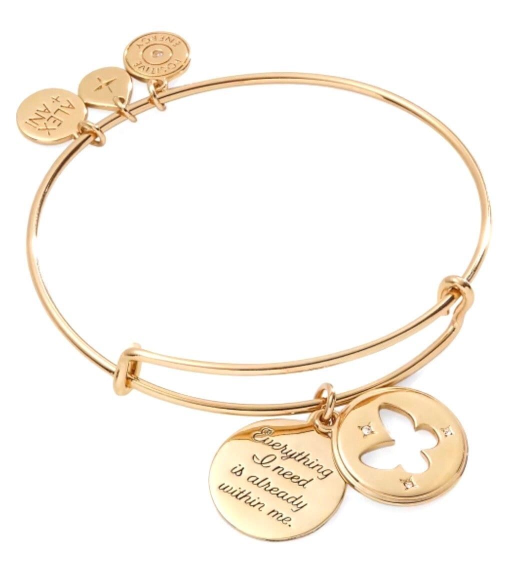 Alex and Ani - Hidden Message Butterfly Charm Bangle, Rafaelian Gold w/Swarovski Crystal Adornments