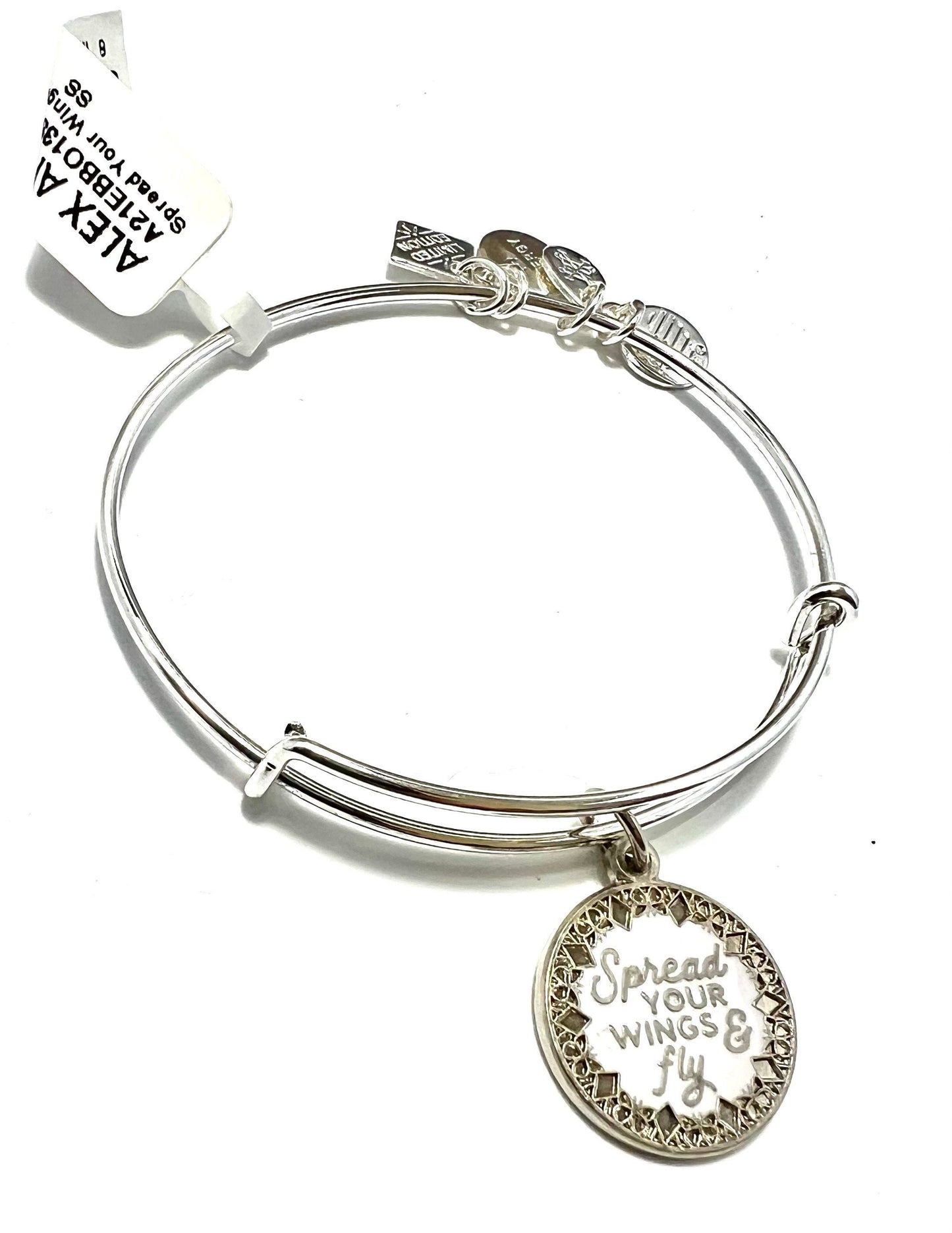 Alex and Ani - Spread Your Wings Charm Bangle, Shiny Rafaelian Silver, Stackable, Limited Edition, 13th of Butterfly Series, Gift for Her