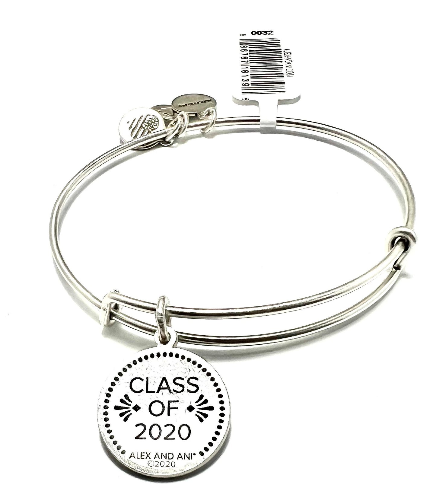 Alex and Ani - Congratulations Grad Cap w/Tassel Charm Bangle Bracelet, in Rafaelian Silver, Stackable, Adjustable, Collectors Gift for Her