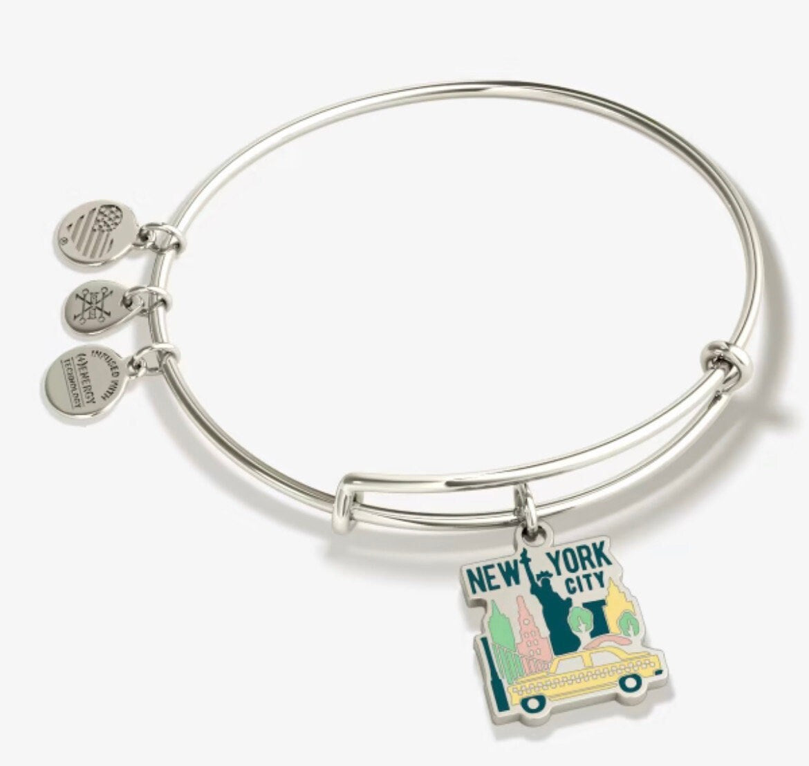 Alex and Ani - Places We Love New York City Charm, Rafaelian Silver & Enamel Bangle Bracelet, Collector’s Gift for Her, NWT + Card