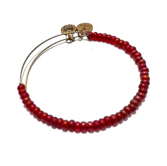 Alex and Ani - Life on Mars, Red Beaded Bangle Bracelet - Rafaelian Gold®, Adjustable, Collector’s Gift for Her