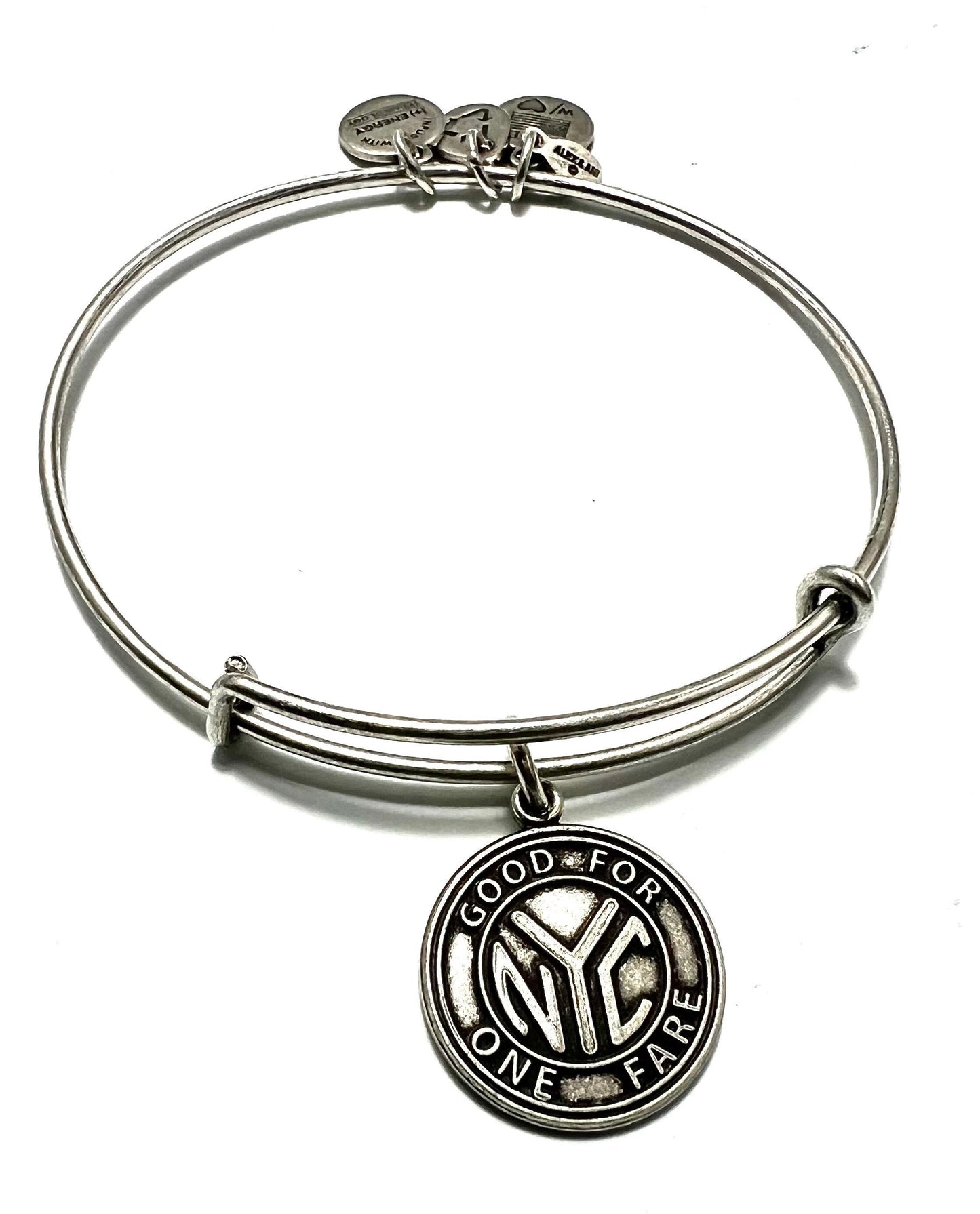 Alex and Ani - NYC Good For One Fare, New York City Subway Token Charm, Rafaelian Gold/Silver Bangle Bracelet