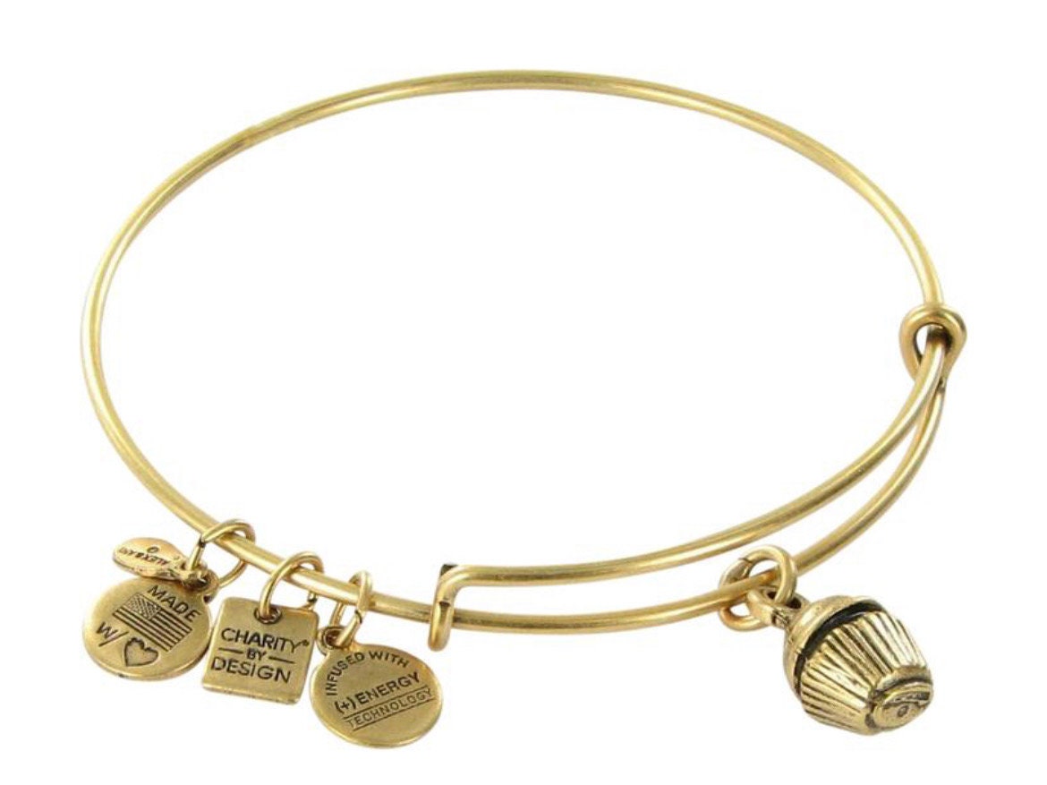 Alex and Ani - Cupcake Charm Bangle Rafaelian Silver/Gold, Stackable, Adjustable, Collector’s Bracelet, Collector’s Gift for Her, NWOT & NWT