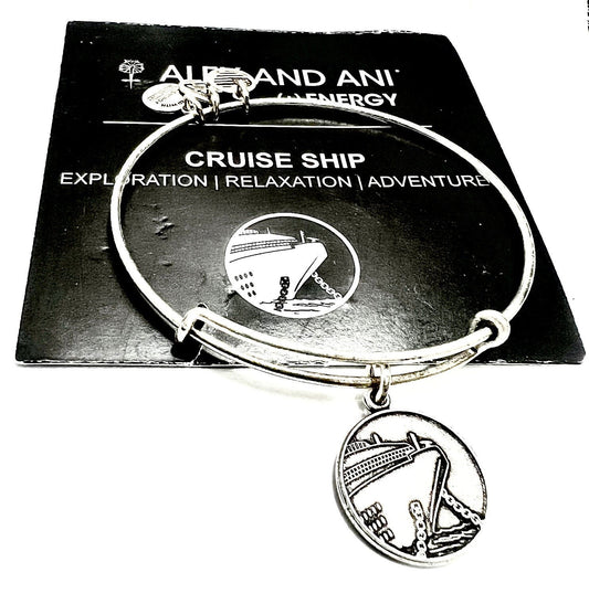 Alex and Ani - Cruise Ship Charm, Rafaelian Gold/Silver Bangle Bracelet, Adjustable & Stackable,  Collector’s Gift for Her