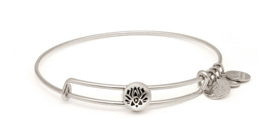 Alex and Ani - Lotus Peace Petals Slider Charm, Rafaelian Silver