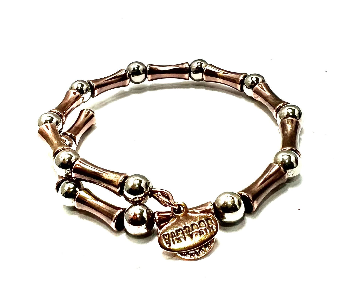Alex and Ani - Mykonos Wrap Vintage 66 Bracelet Rafaelian Silver & Rafaelian Rose Gold Beads, Collector’s Gift for Her, Fits Any Wrists