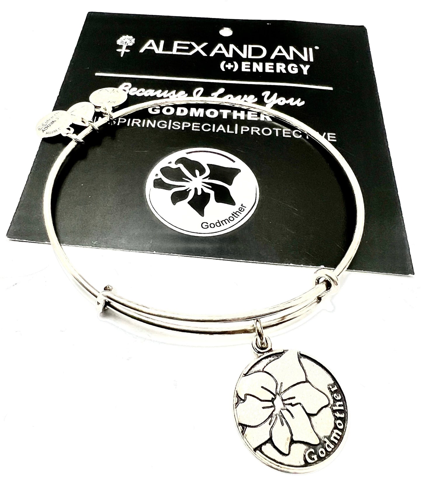 Alex and Ani - Gift for “Godmother” Charm Bangle Antique Rafaelian Gold/Silver®, Stackable Bracelet, 2 Styles, Collecting, Mother’s Day Gift