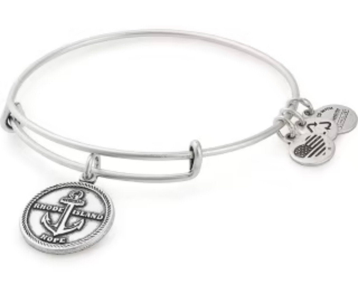 Alex and Ani - Rhode Island Hope Charm Bangle, Destination Bracelet, Anchor Charm Rafaelian Gold/Silver, Stackable, Collector’s Gift for Her