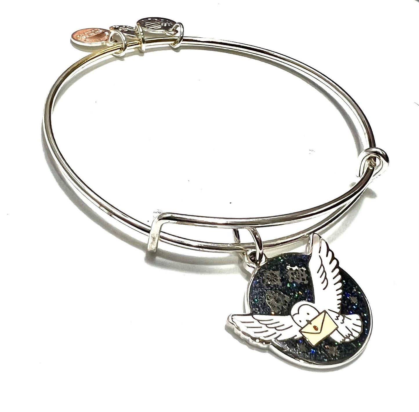 Alex and Ani - Harry Potter’s Owl Charm Charm Bangle Bracelet, Adjustable & Stackable, Rafaelian Silver®, NWOT, Gift for Her