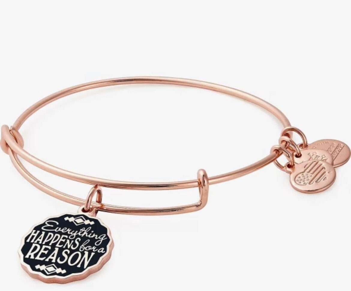 Alex and Ani - “Everything Happens For A Reason” Charm Bangle Bracelet, Rafaelian Rose Gold, Adjustable, Collector’s Gift for Her, NWOT