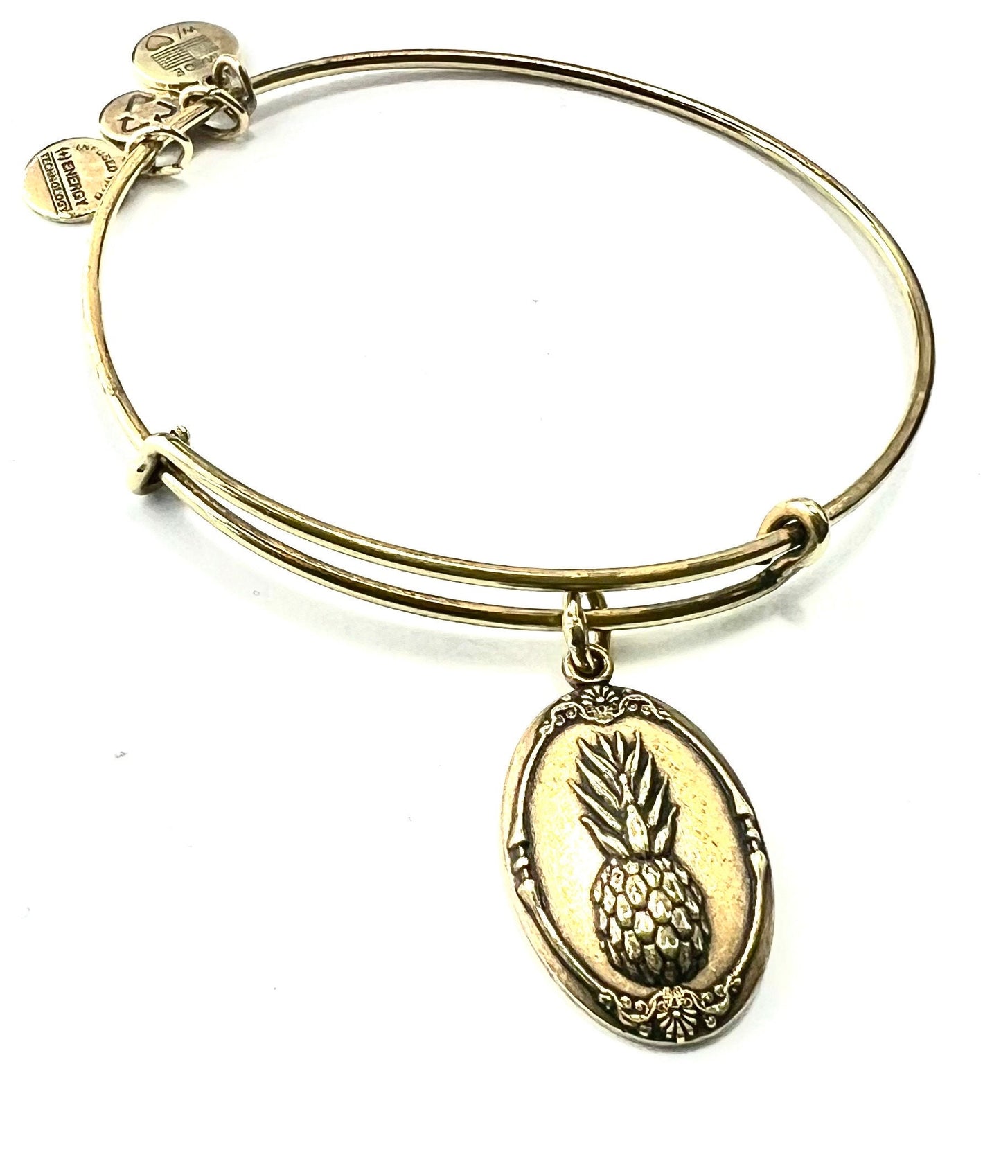 Alex and Ani -  Pineapple Charm Bangle Bracelet, Rafaelian Silver/Gold